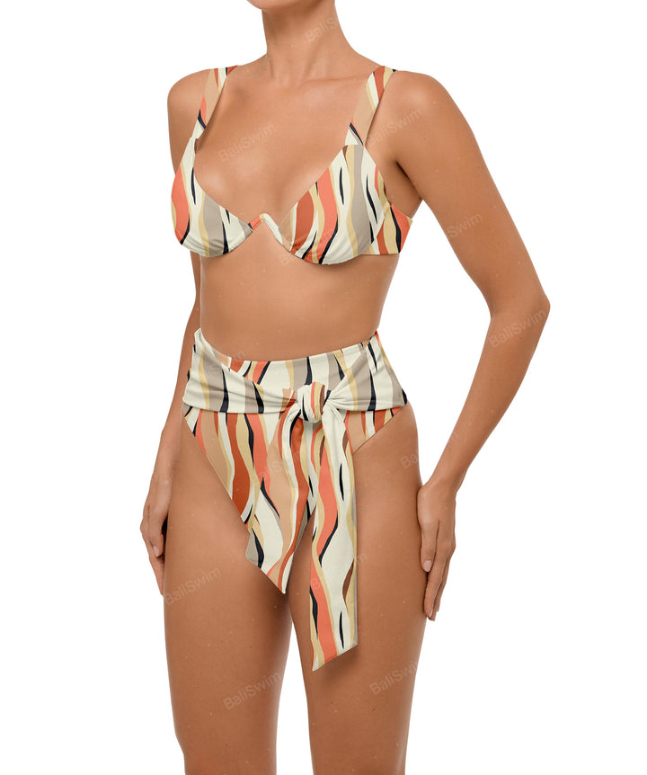 BSWS-B106 Waist Tie High Rise Bikini Bottom