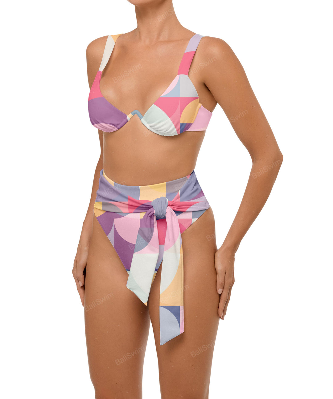BSWS-B106 Waist Tie High Rise Bikini Bottom
