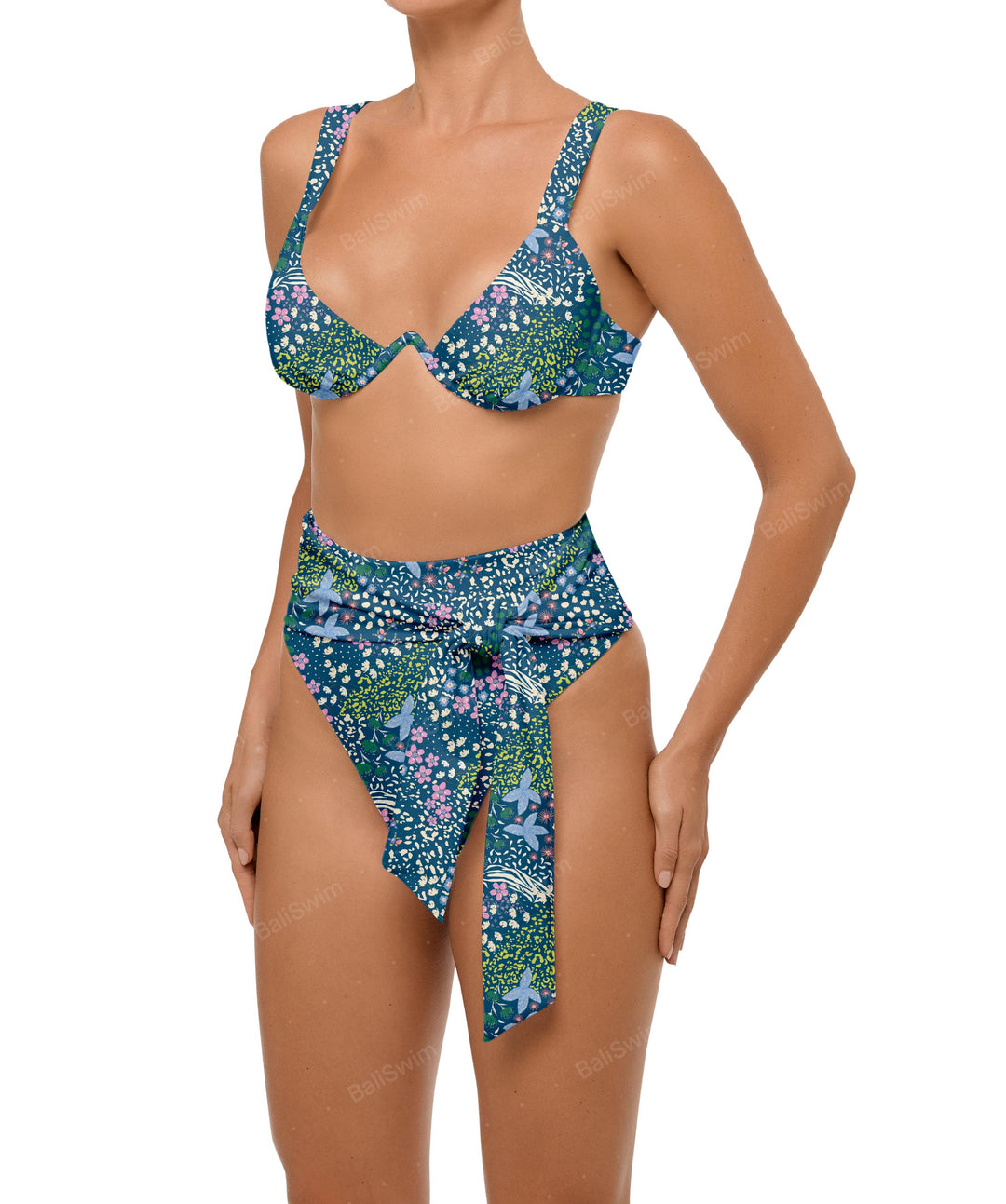 BSWS-B106 Waist Tie High Rise Bikini Bottom