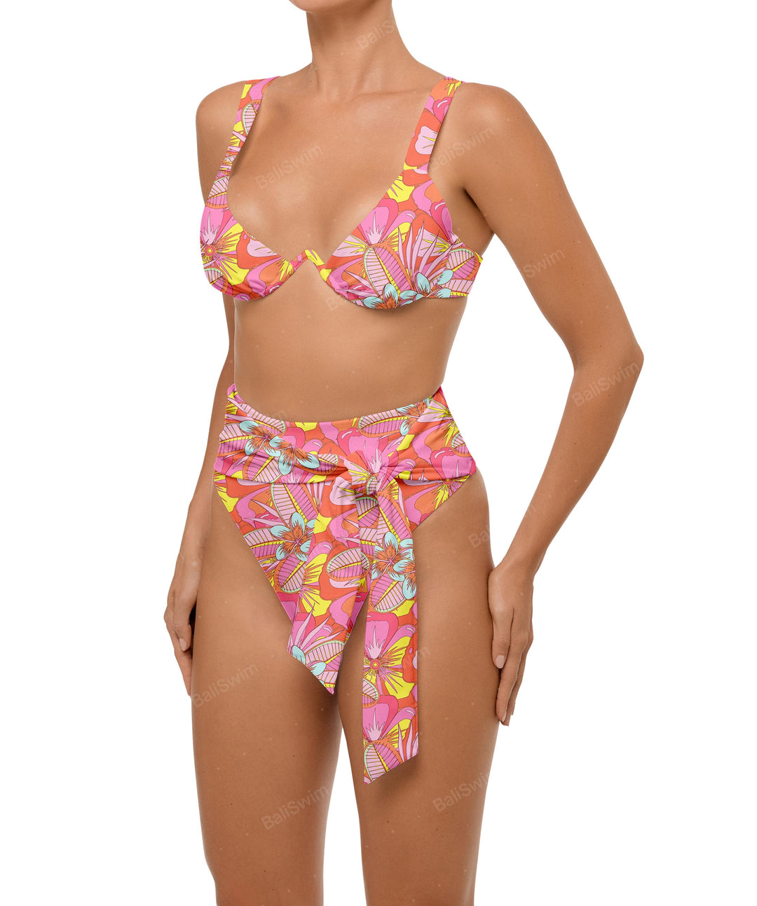 BSWS-B106 Waist Tie High Rise Bikini Bottom