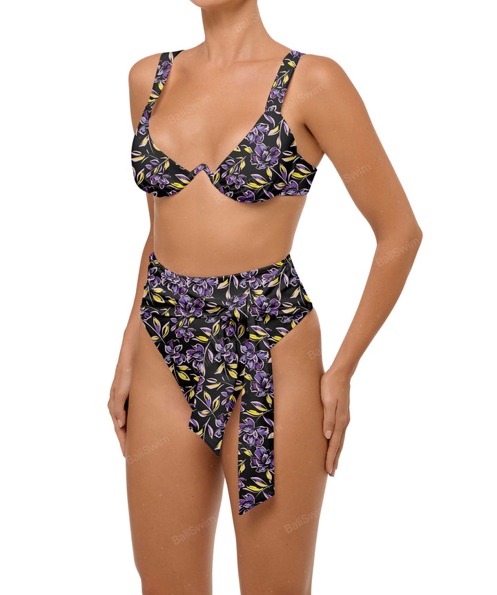 BSWS-B106 Waist Tie High Rise Bikini Bottom