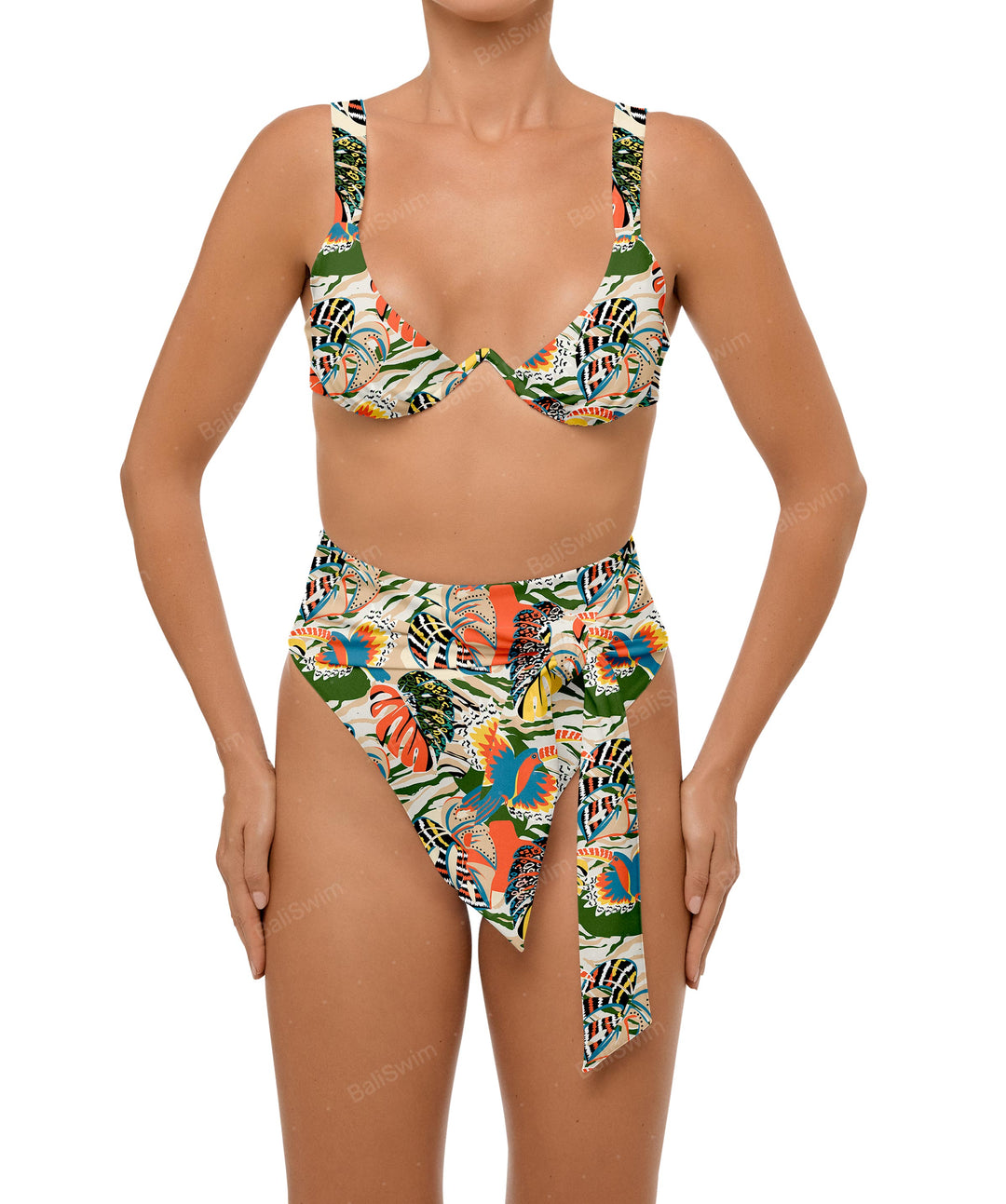 BSWS-B106 Waist Tie High Rise Bikini Bottom