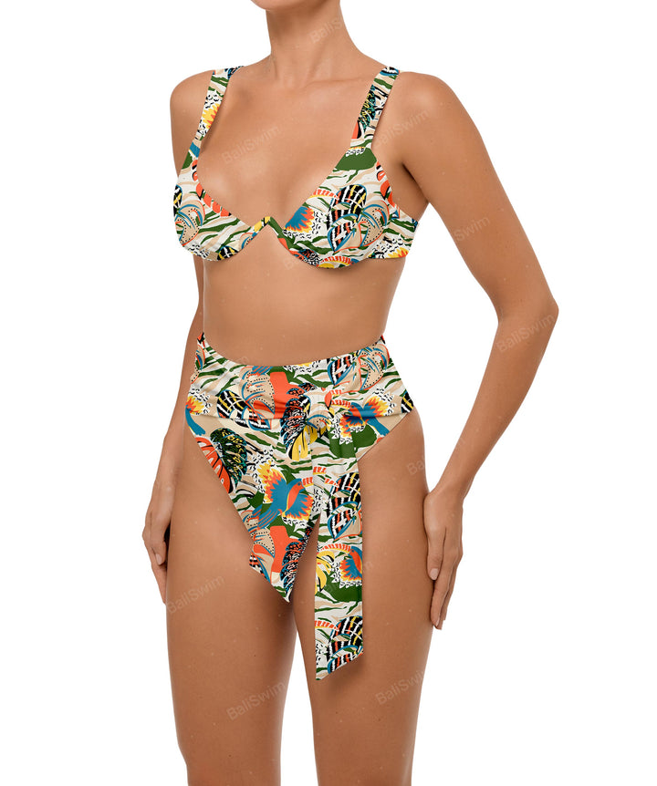BSWS-B106 Waist Tie High Rise Bikini Bottom