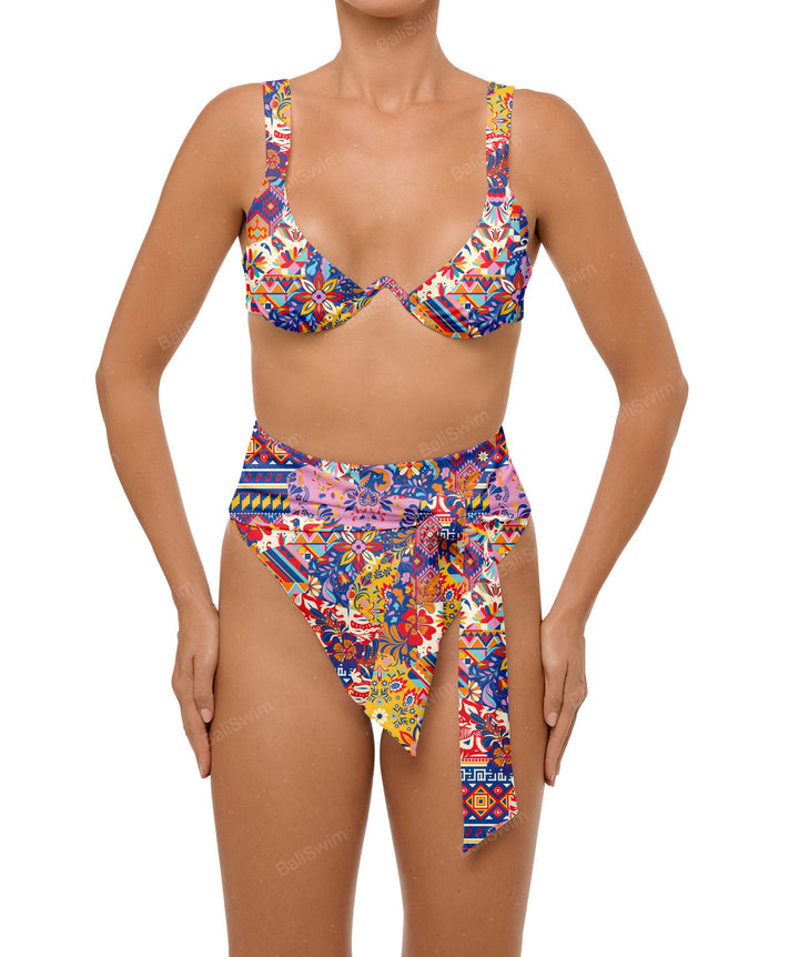 BSWS-B106 Waist Tie High Rise Bikini Bottom