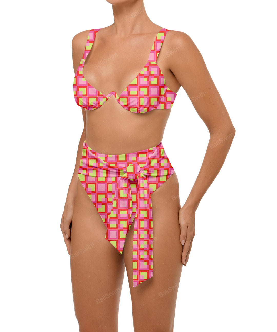 BSWS-B106 Waist Tie High Rise Bikini Bottom