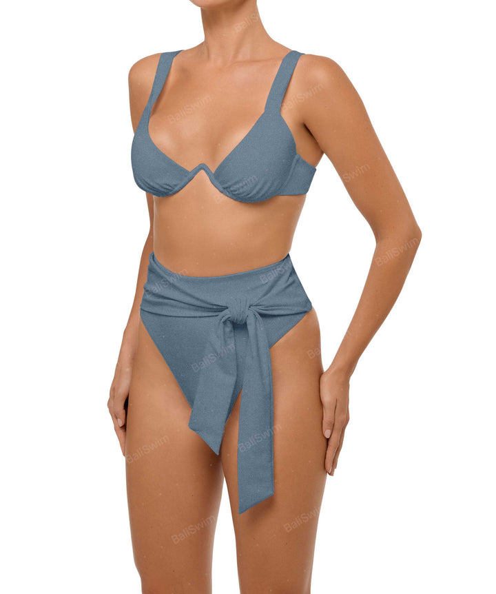 BSWS-B106 Waist Tie High Rise Bikini Bottom