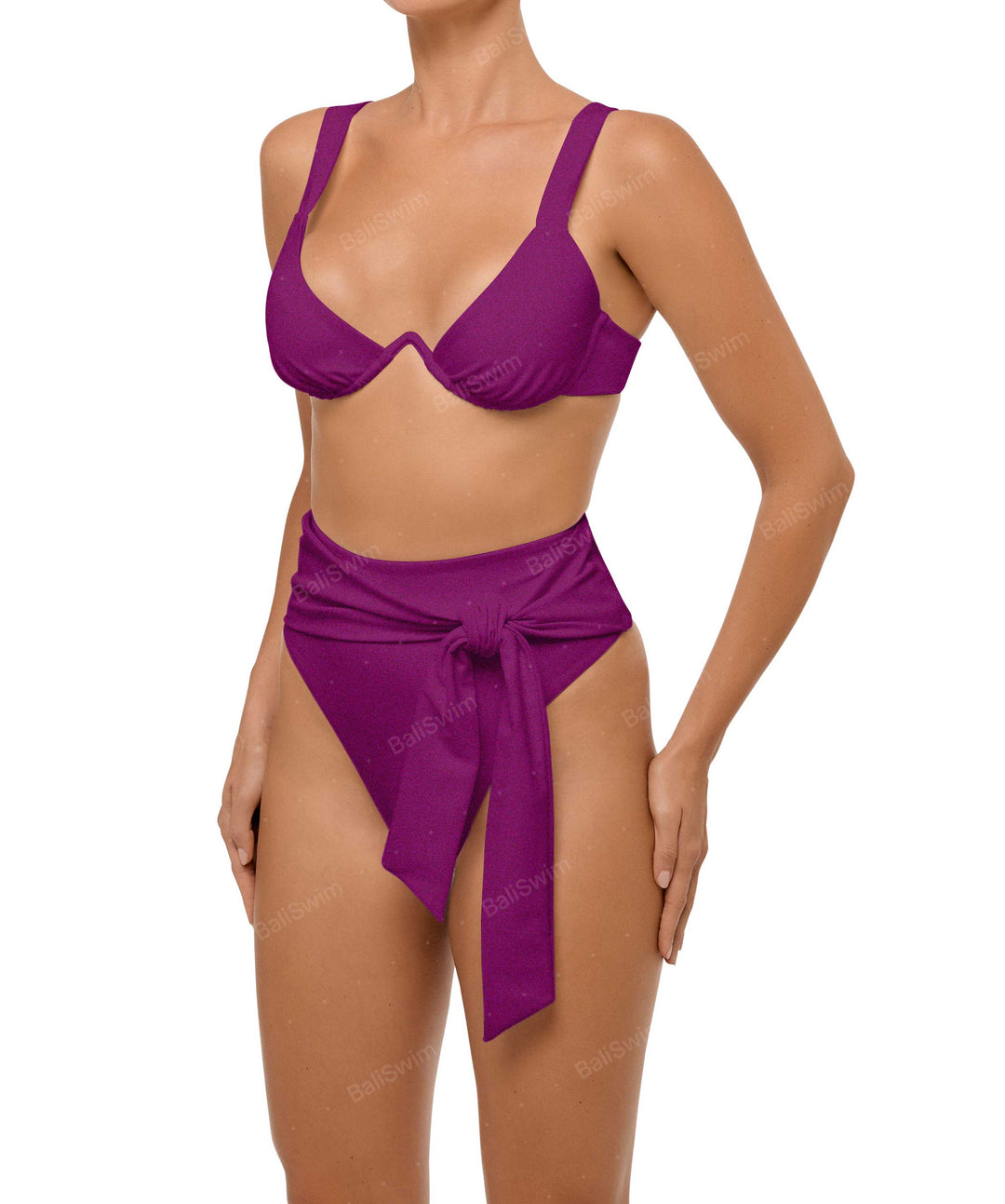BSWS-B106 Waist Tie High Rise Bikini Bottom