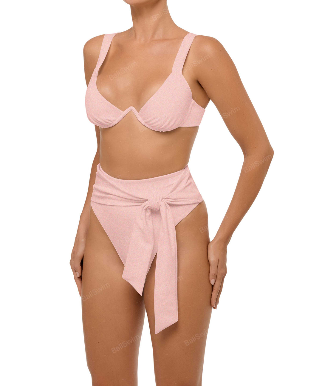 BSWS-B106 Waist Tie High Rise Bikini Bottom
