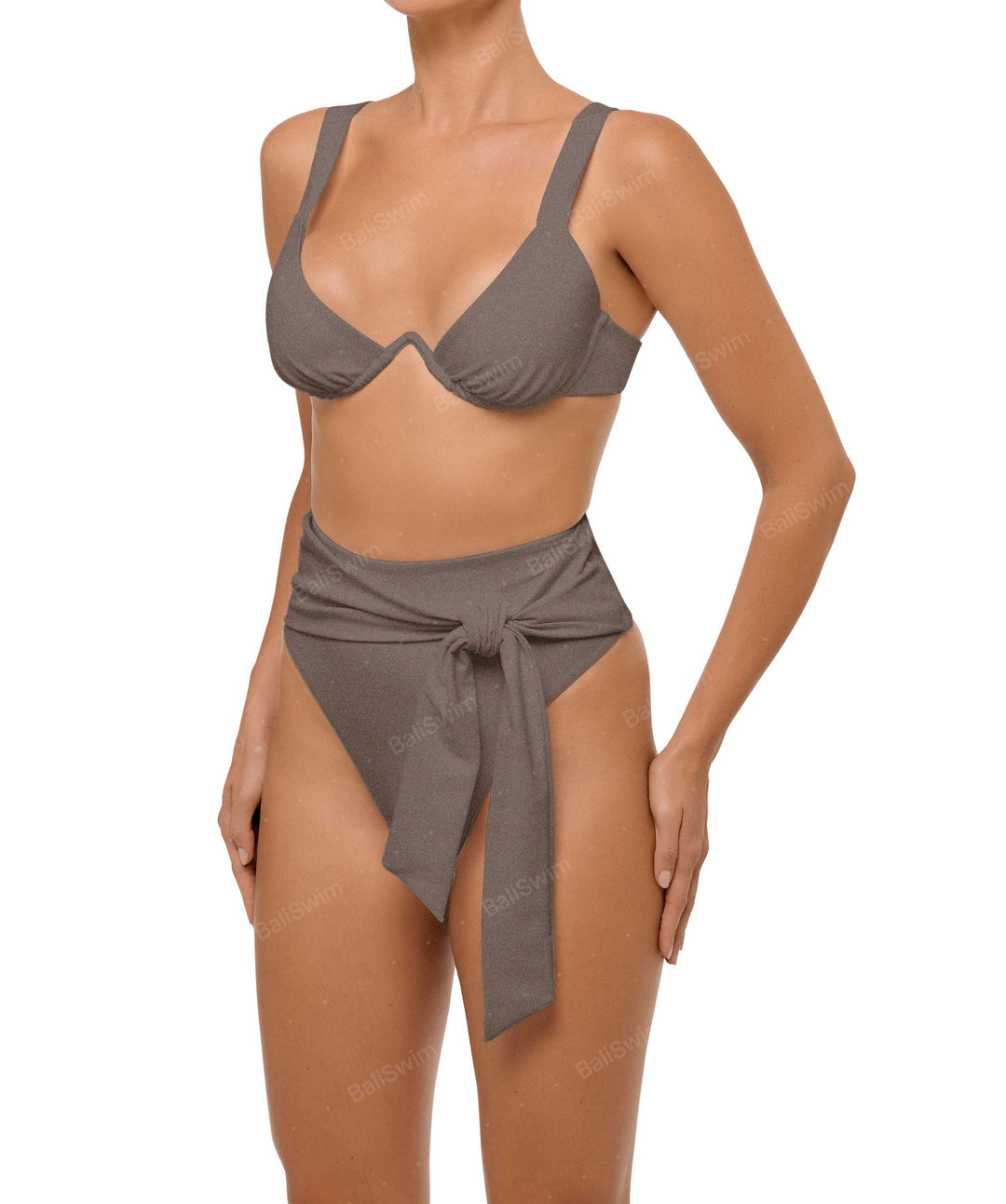 BSWS-B106 Waist Tie High Rise Bikini Bottom