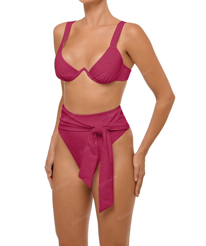 BSWS-B106 Waist Tie High Rise Bikini Bottom