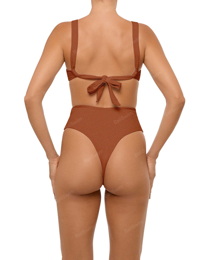 BSWS-B106 Waist Tie High Rise Bikini Bottom