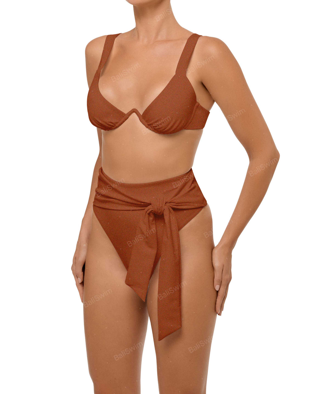 BSWS-B106 Waist Tie High Rise Bikini Bottom
