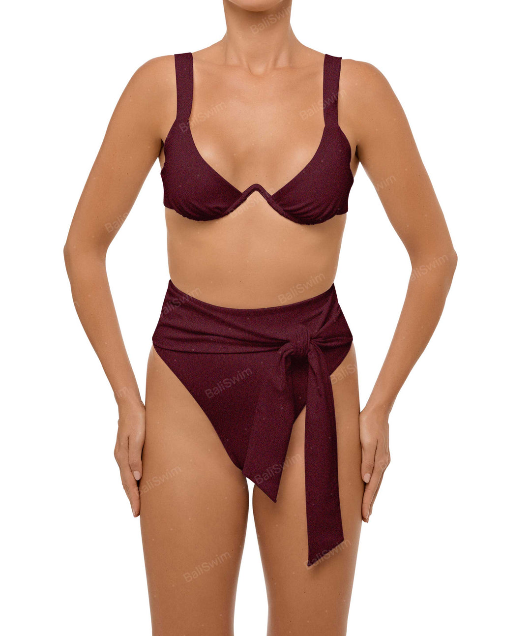 BSWS-B106 Waist Tie High Rise Bikini Bottom