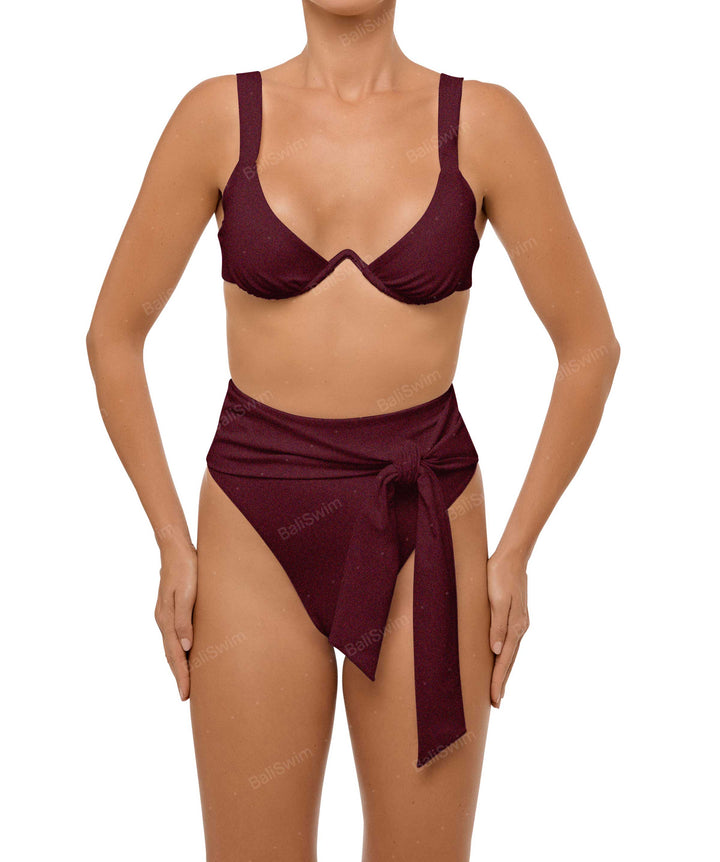 BSWS-B106 Waist Tie High Rise Bikini Bottom