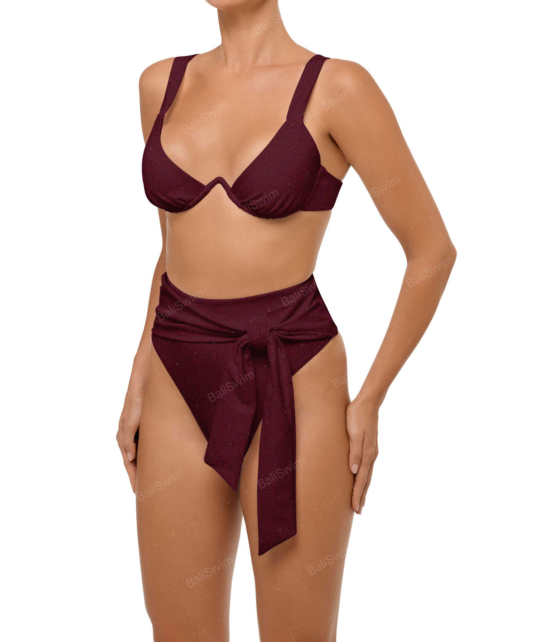 BSWS-B106 Waist Tie High Rise Bikini Bottom