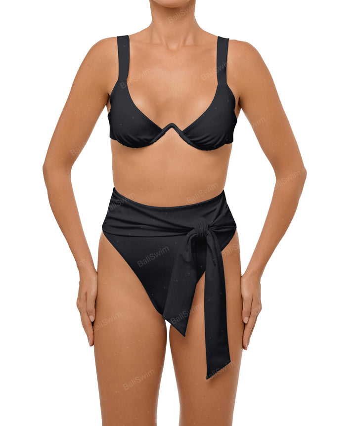 BSWS-B106 Waist Tie High Rise Bikini Bottom