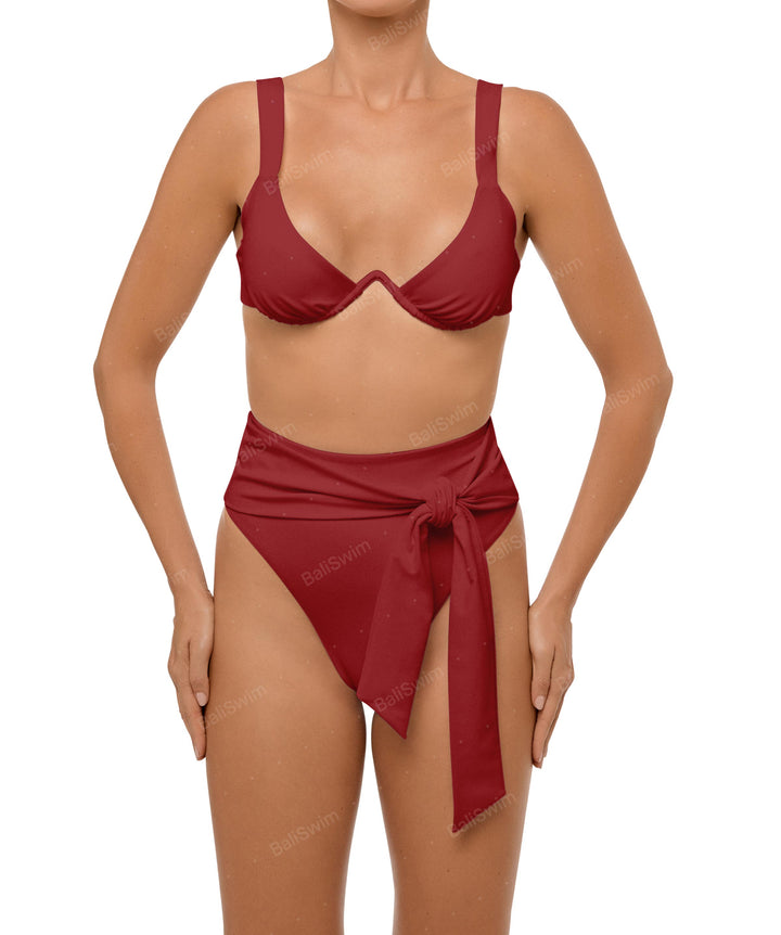 BSWS-B106 Waist Tie High Rise Bikini Bottom