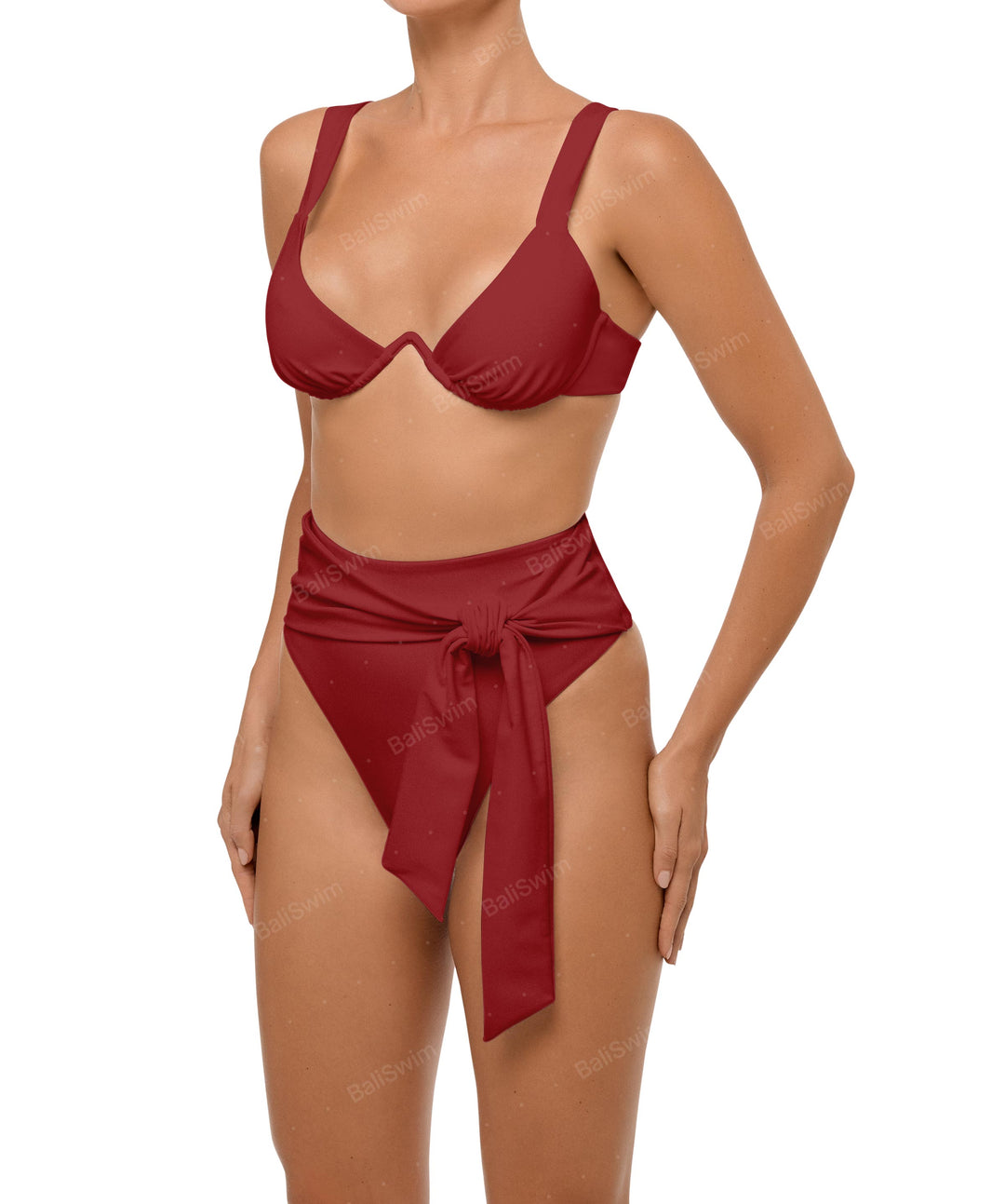 BSWS-B106 Waist Tie High Rise Bikini Bottom