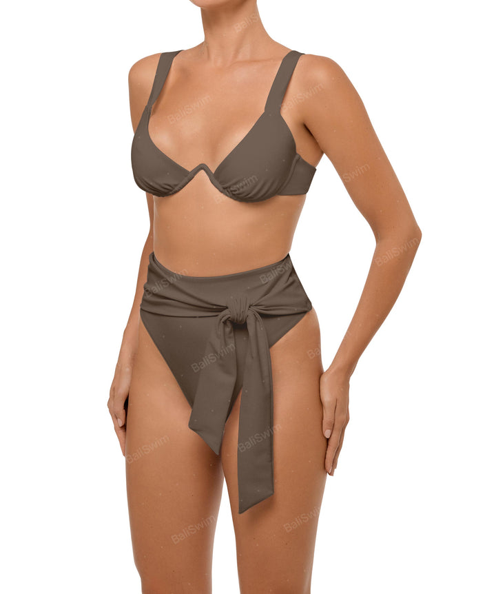 BSWS-B106 Waist Tie High Rise Bikini Bottom