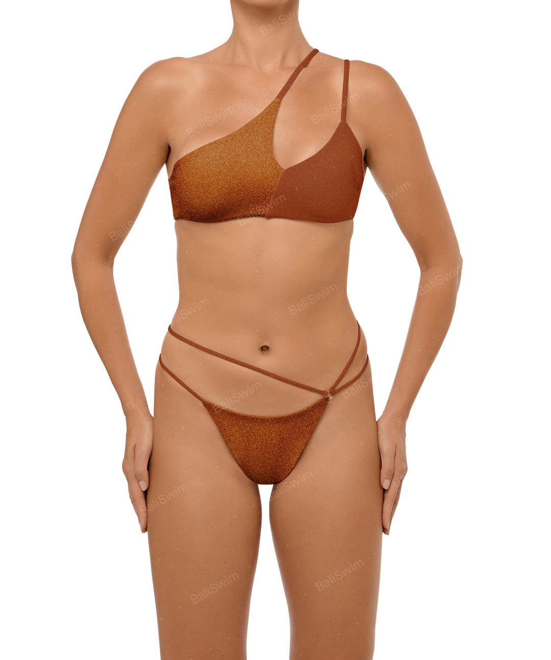 BSWS-T111 Asymmetric Double Straps Bikini Top