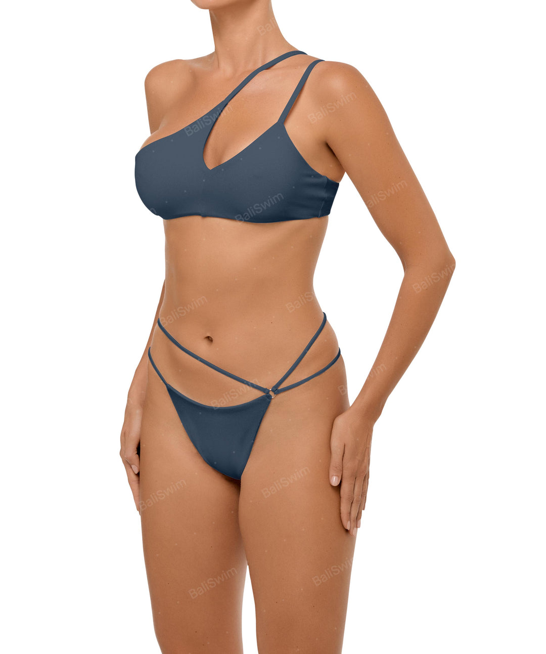 BSWS-T111 Asymmetric Double Straps Bikini Top