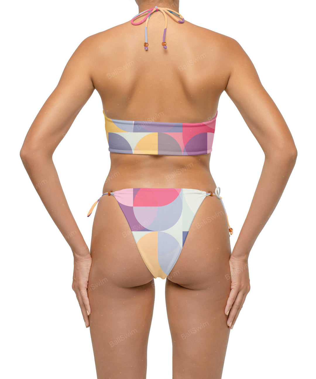 BSWS-T121 Cross-strap Beaded Bikini Top