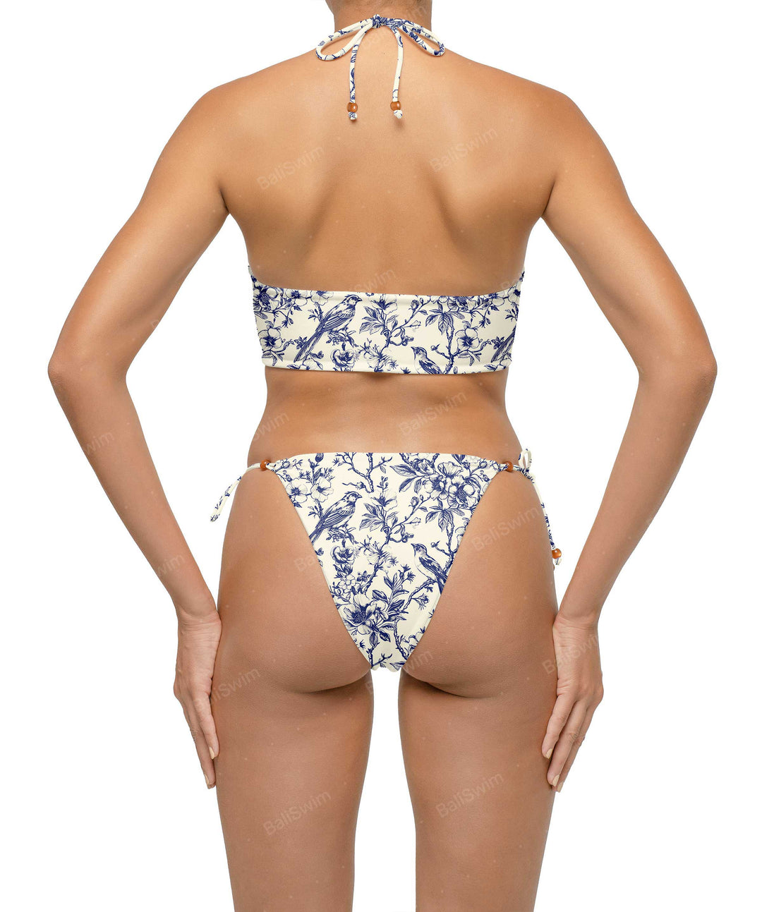 BSWS-T121 Cross-strap Beaded Bikini Top