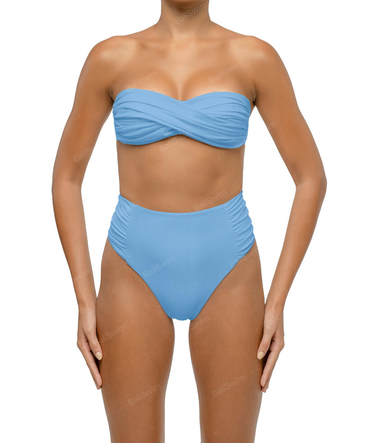 BSWS-B127 Ruched High Waist Bikini Bottom
