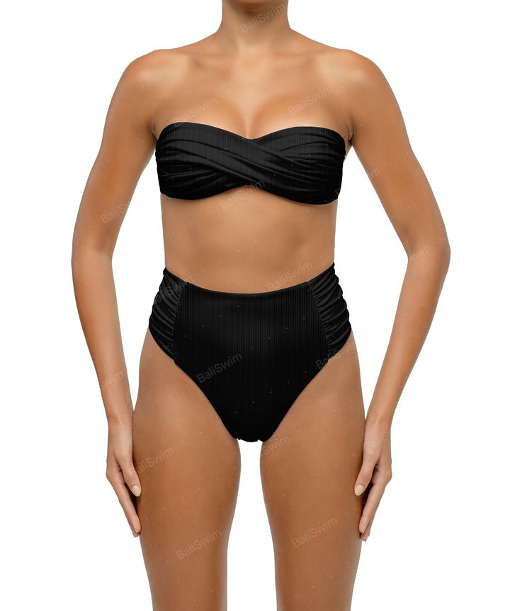 BSWS-B127 Ruched High Waist Bikini Bottom