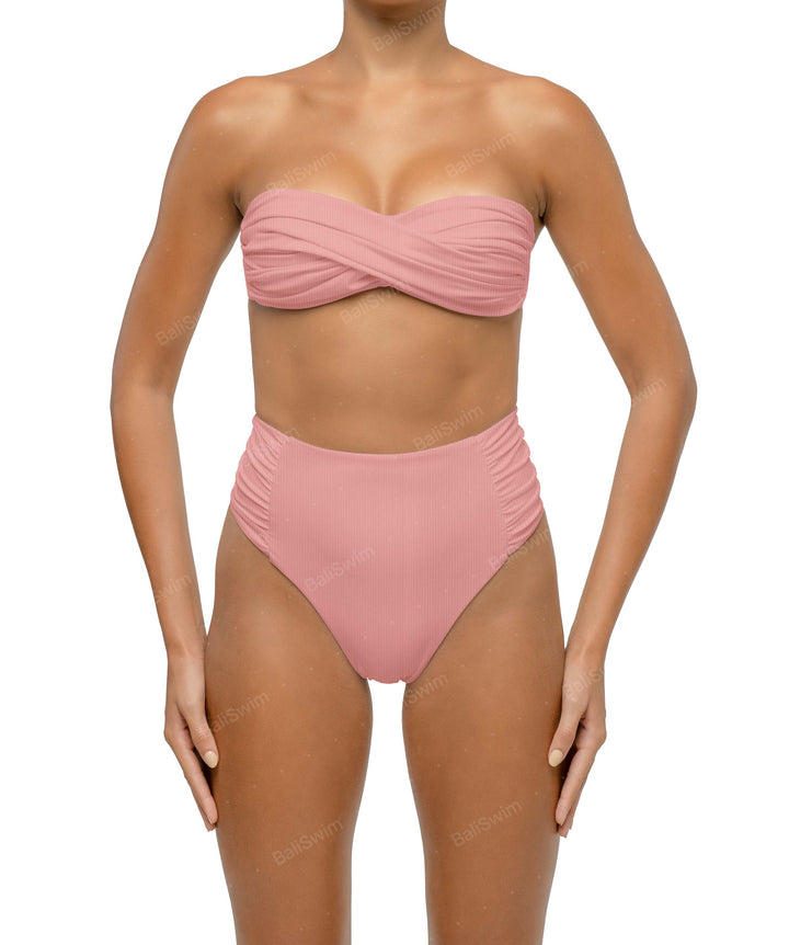 BSWS-B127 Ruched High Waist Bikini Bottom