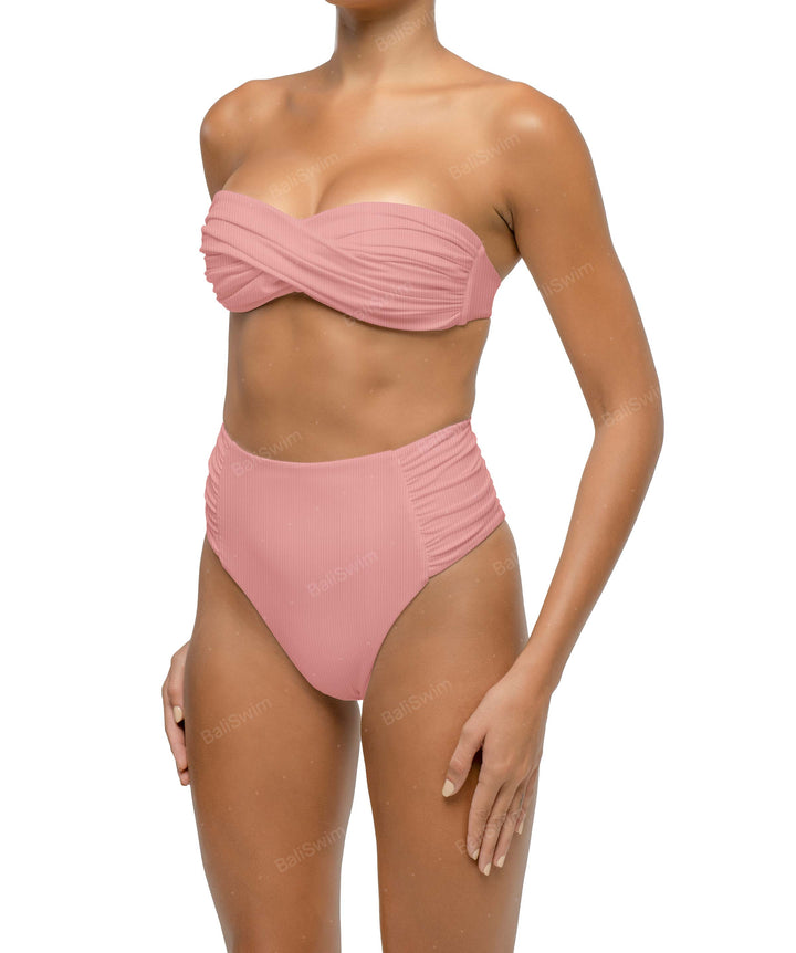 BSWS-B127 Ruched High Waist Bikini Bottom