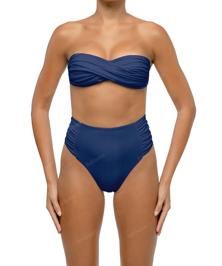 BSWS-B127 Ruched High Waist Bikini Bottom