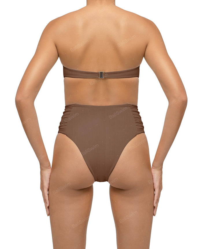 BSWS-B127 Ruched High Waist Bikini Bottom