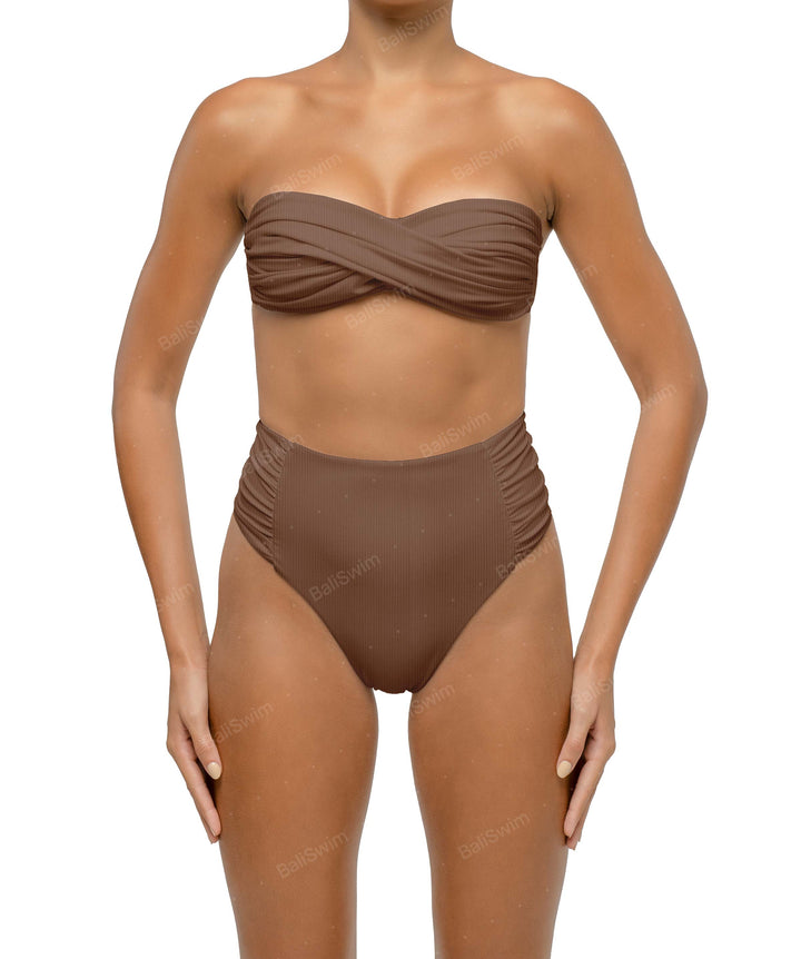 BSWS-B127 Ruched High Waist Bikini Bottom