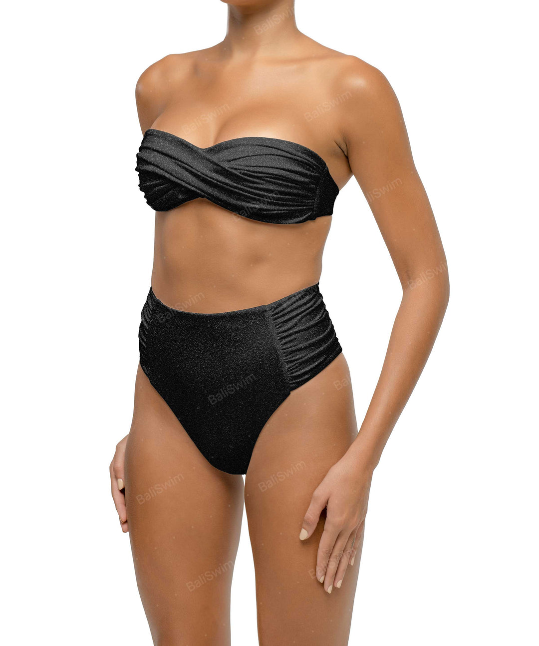 BSWS-B127 Ruched High Waist Bikini Bottom