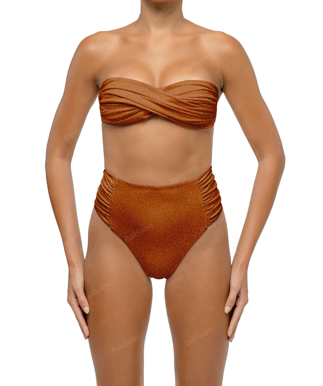 BSWS-B127 Ruched High Waist Bikini Bottom
