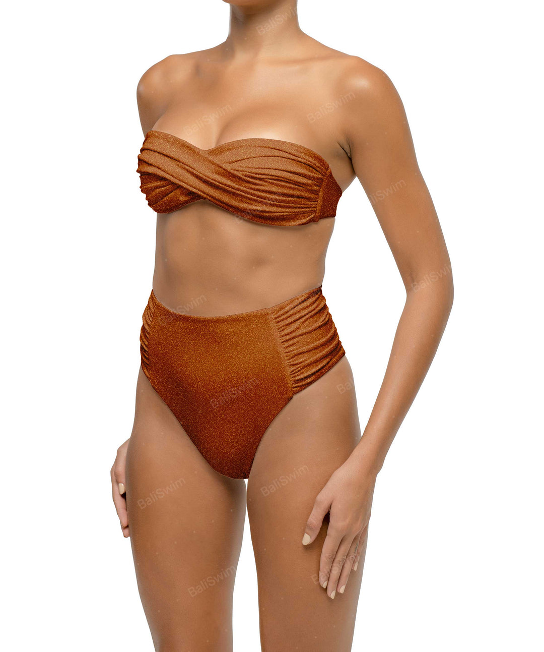 BSWS-B127 Ruched High Waist Bikini Bottom