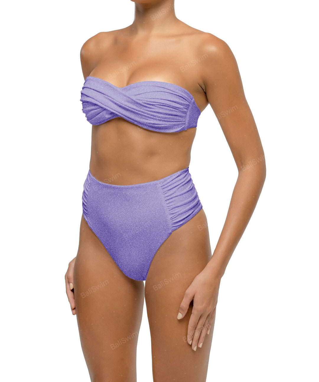 BSWS-B127 Ruched High Waist Bikini Bottom