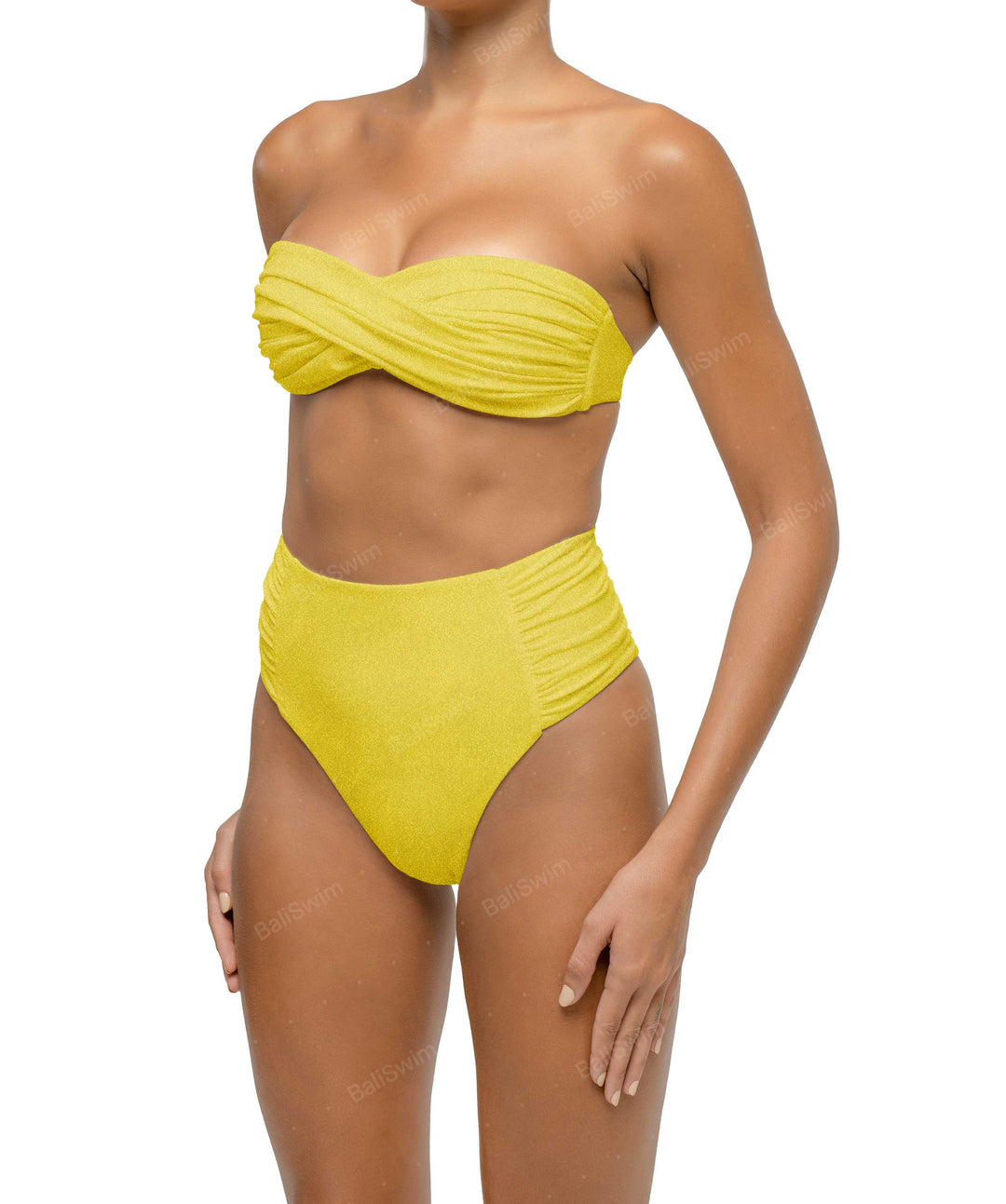 BSWS-B127 Ruched High Waist Bikini Bottom
