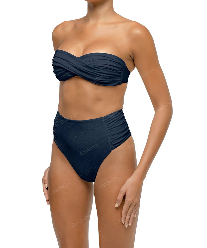 BSWS-B127 Ruched High Waist Bikini Bottom