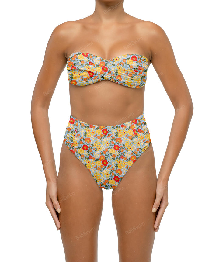 BSWS-B127 Ruched High Waist Bikini Bottom