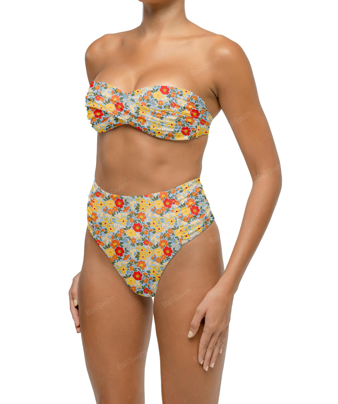 BSWS-B127 Ruched High Waist Bikini Bottom