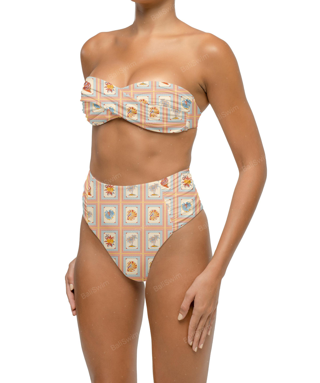 BSWS-B127 Ruched High Waist Bikini Bottom