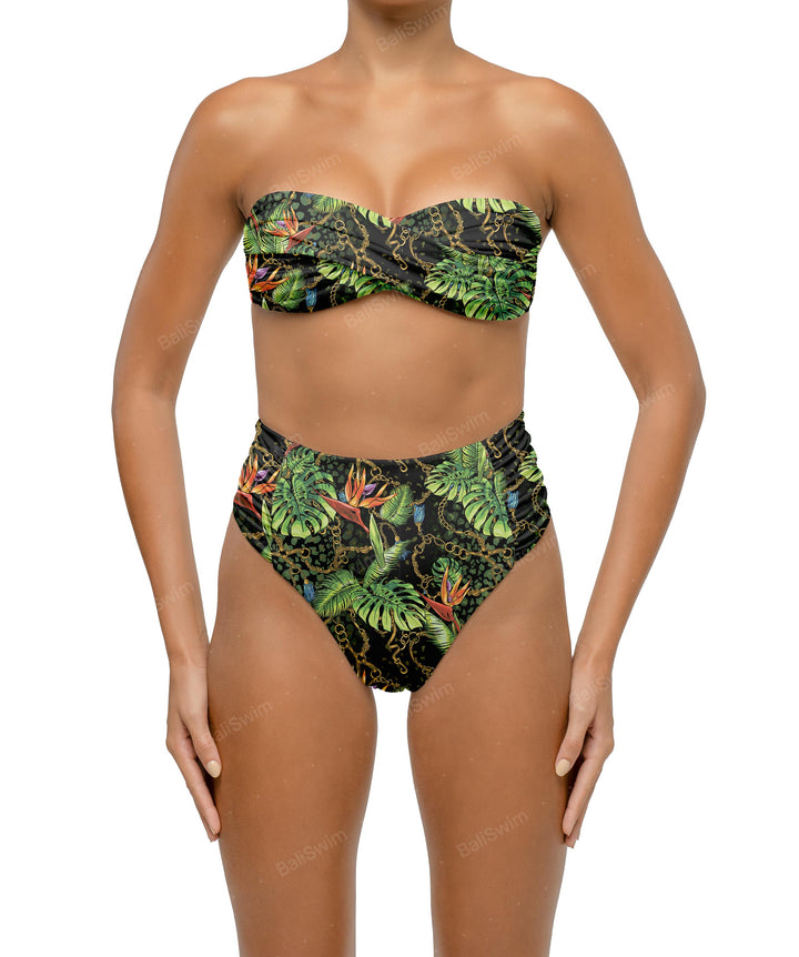 BSWS-B127 Ruched High Waist Bikini Bottom