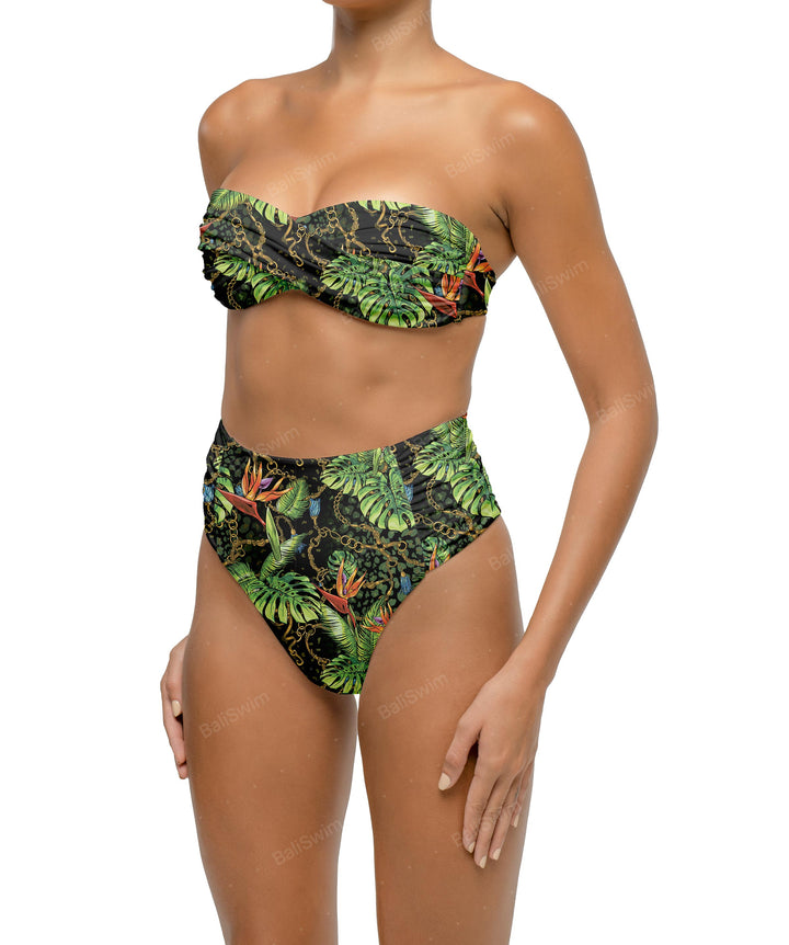 BSWS-B127 Ruched High Waist Bikini Bottom