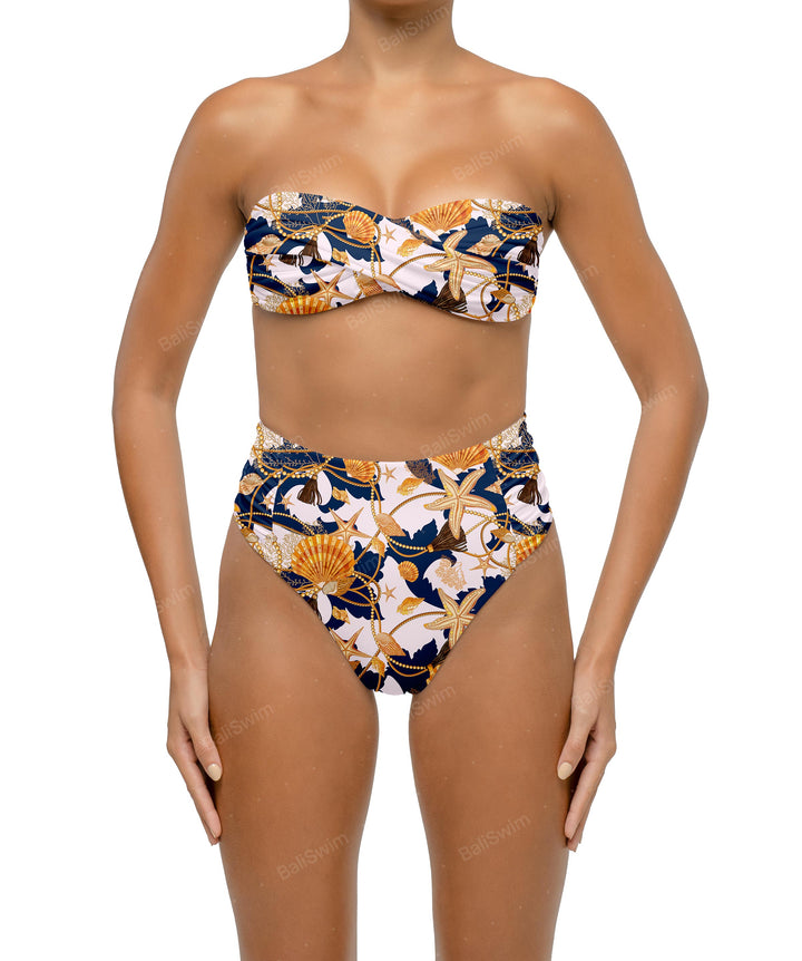 BSWS-B127 Ruched High Waist Bikini Bottom