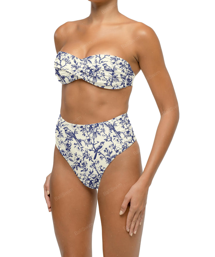 BSWS-B127 Ruched High Waist Bikini Bottom