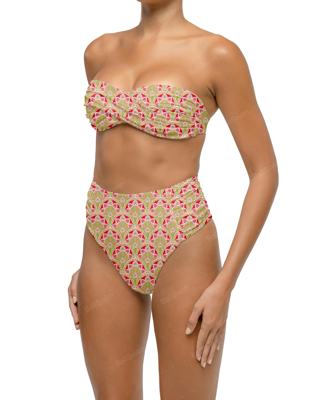 BSWS-B127 Ruched High Waist Bikini Bottom