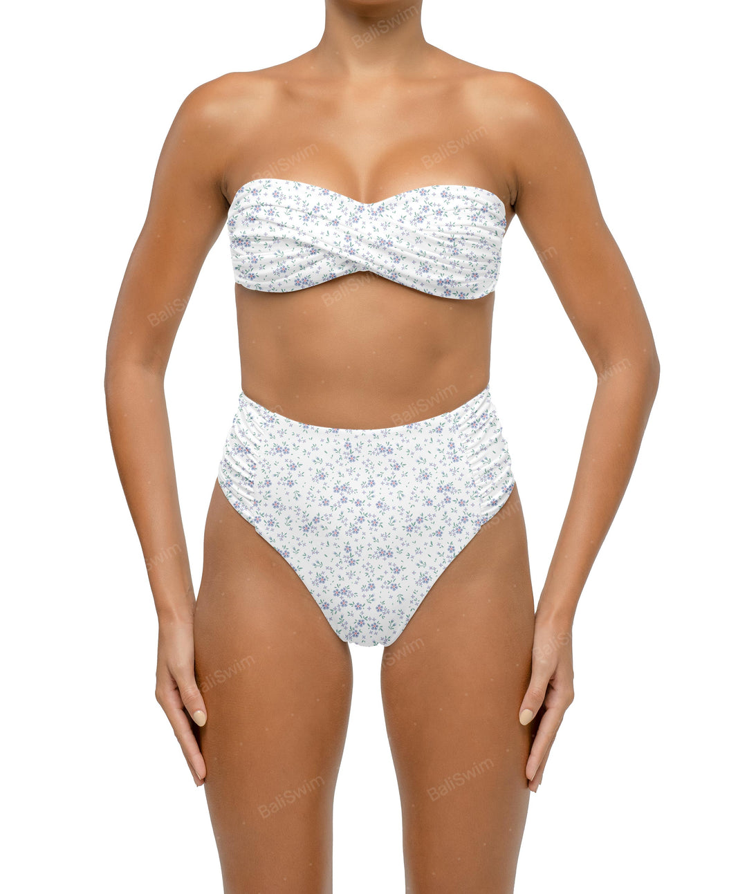 BSWS-B127 Ruched High Waist Bikini Bottom