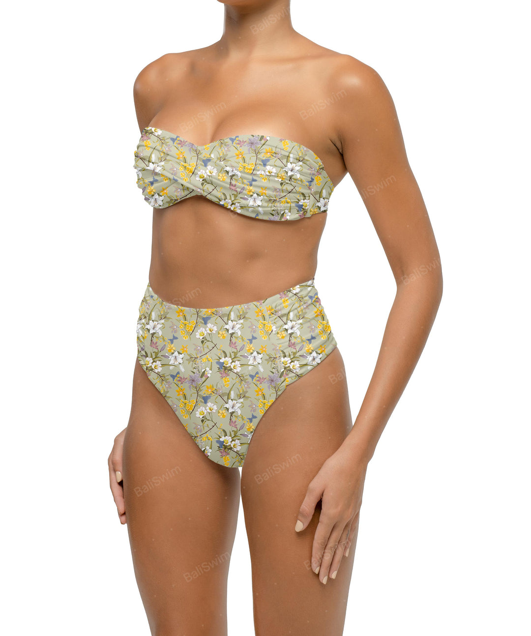 BSWS-B127 Ruched High Waist Bikini Bottom